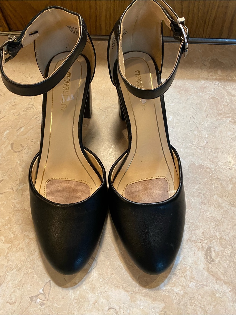 Black Ankle-Strap Pointed-Toe Women's Heels